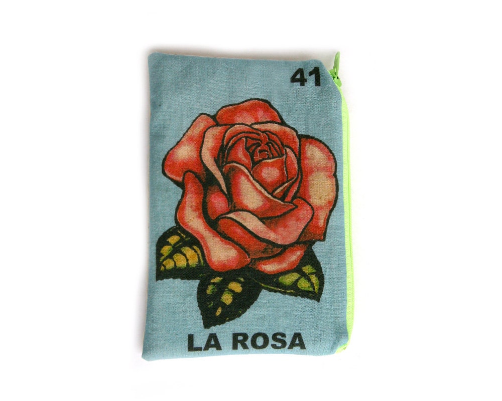 LA ROSA Mexican Loteria Zipper Pouch