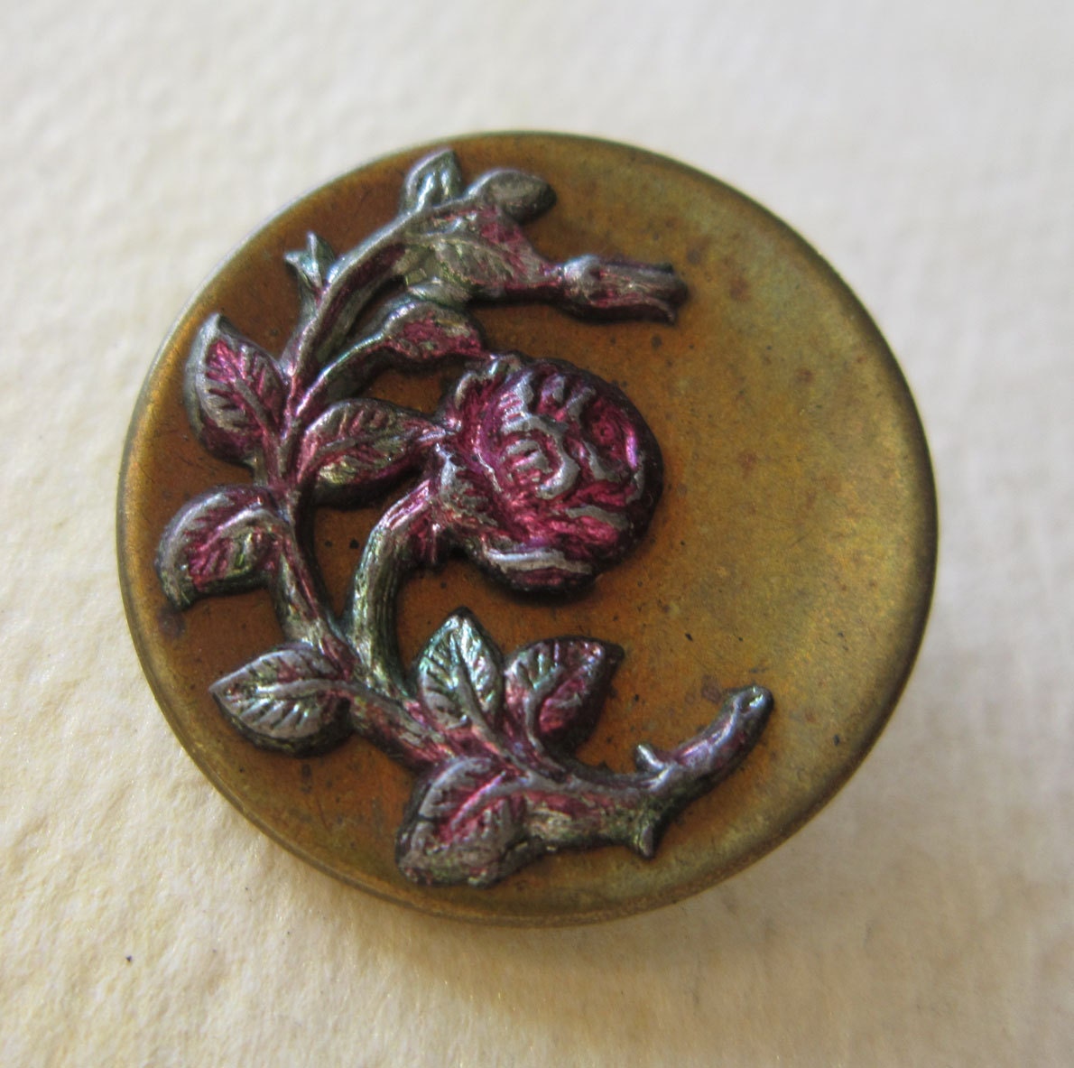 Vintage Victorian Picture Button - Rose