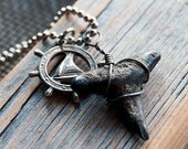 Nautical Daydream Ships Wheel and Sharks Tooth Necklace