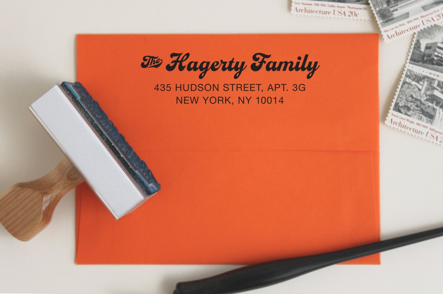 Custom Return Address rubber stamp (style C01)