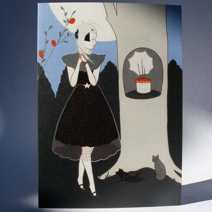 A Birthday - blank greeting card with red french flap envelope