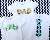 FAST SHIP Baby loves Daddy Set of 3 includes Mustache, Tie and Dad Onesie Bodysuit father day