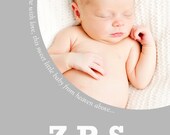 Birth Announcement photoshop card template - From Heaven Above