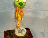 Green Bird Ooak art doll