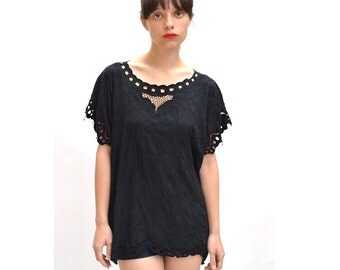 vintage OPEN WEAVE crochet top