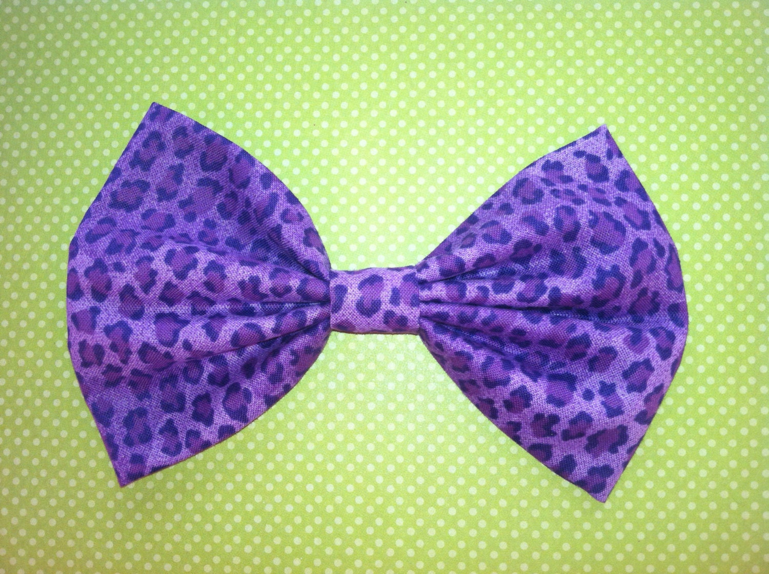 Purple Leopard Animal Print Fabric Hair Bow