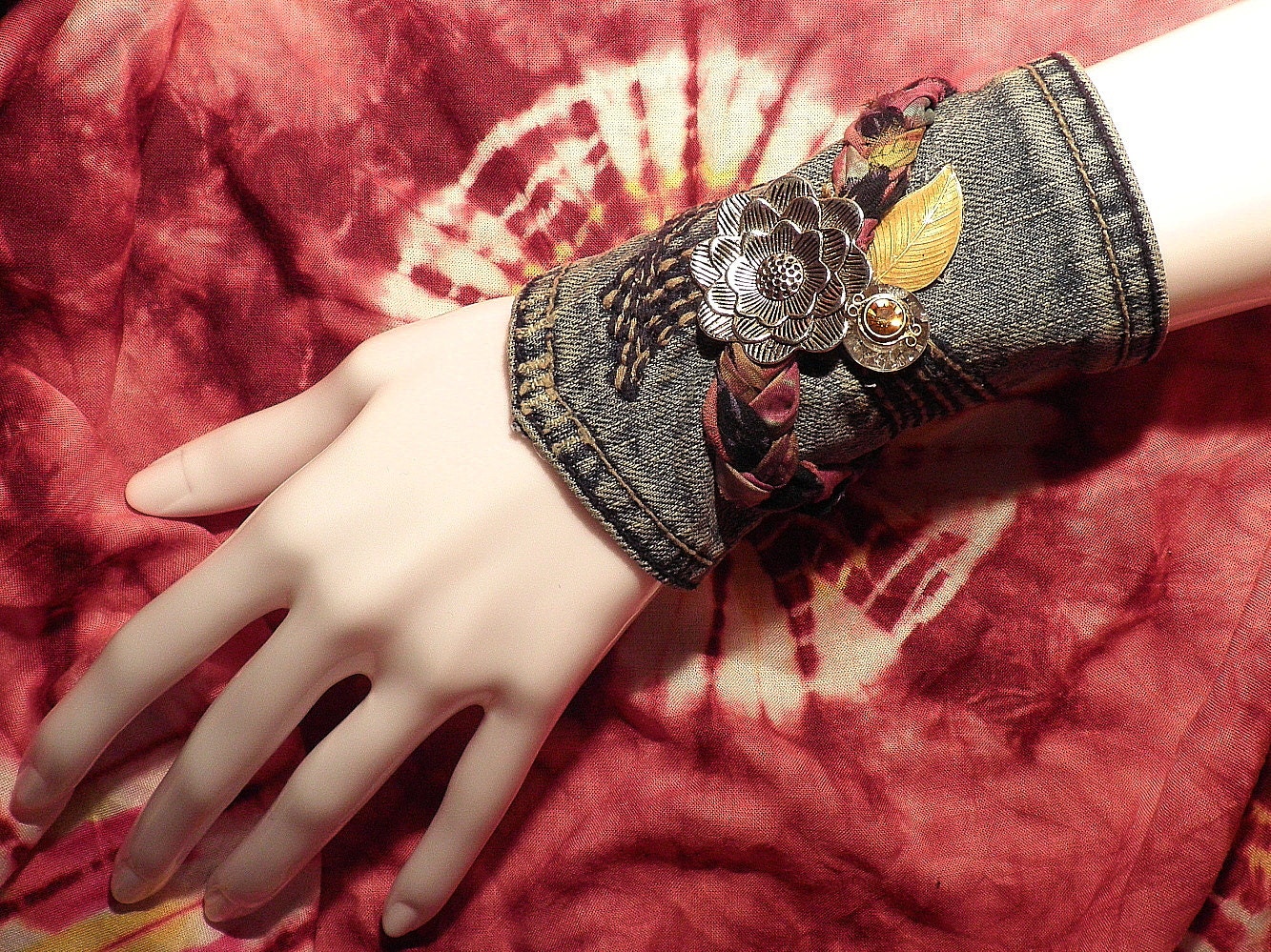 fabric bracelet / cuff / jean pocket wrist band...issue three...by mia baggali
