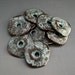 Naos - Greek Ceramic Beads Green Copper Antiqued Patina Casting Cornflake Thin Disks Wavy Spacers - (10 qty) 15mm