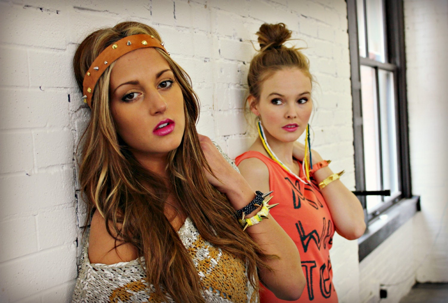 Leather Studded Headband with elastic band