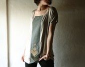 Loose fitting tunic dress - jersey top with leather applique - plus size womens clothes