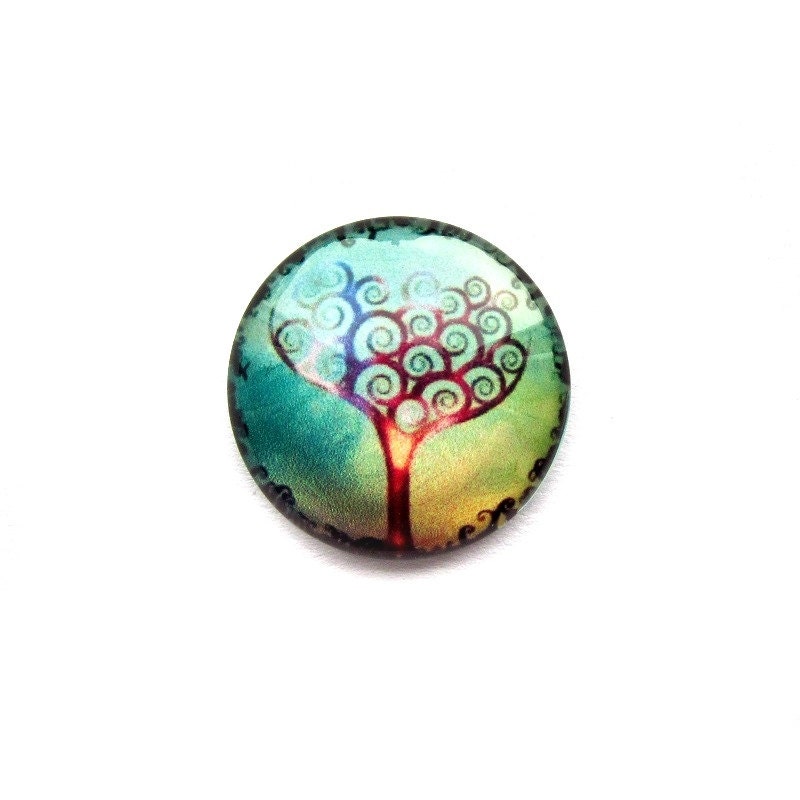 Handmade Glass Tree Cabochon, Rainbow Colours, 20mm, Premium Quality, Bead Embroidery: ARTEMIS