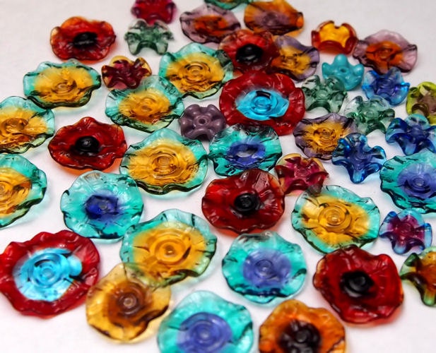 Orphan Clearance (40) - Mermaid Glass Fairy Flowers and Ruffles lampwork beads