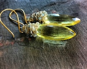 Limon Quartz Mystic Labradorite wrap Dangle Earrings - Prosperity