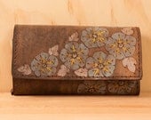 Oversize Purse Wallet - Amy pattern in sage, yellow, silver and antique black