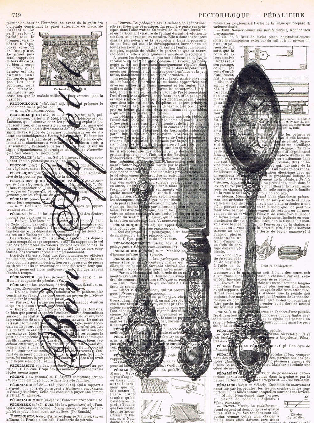 Cutlery.Utensils. Silverware,Antique book page print. Fork.Knife.Spoon, buy 3 get 1 FREE, chef, cook, birthday.kitchen.fathers day.mom