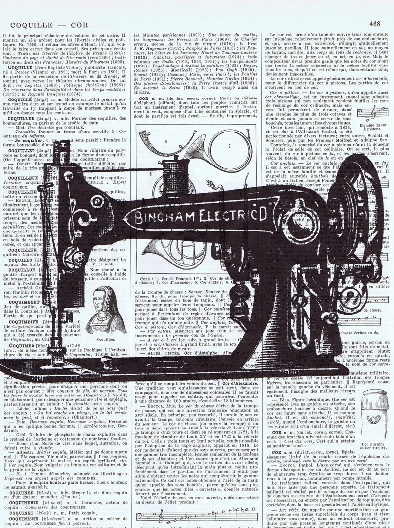 Vintage Sewing Machine / Repurposed Antique Book Page Print.gift. home decor.office.seamstress.needle,thread.fathers day.dad.mom
