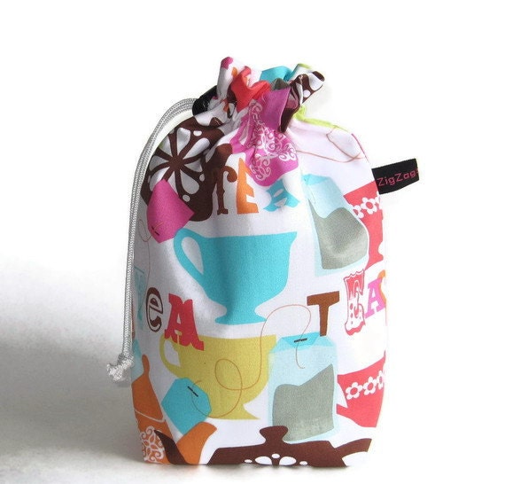Drawstring Bag Padded Knitting Project  Bag - High Tea