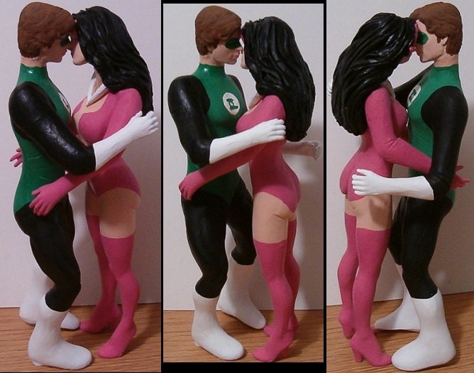 Custom Wedding Cake Toppers Figure set - Kissing Superheroes - Your Choice