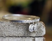 Silver Stacking Bangles - Personalized Custom Message - Hammered Rustic Layering - Eco Friendly Recycled Sterling Silver - mothers day gift