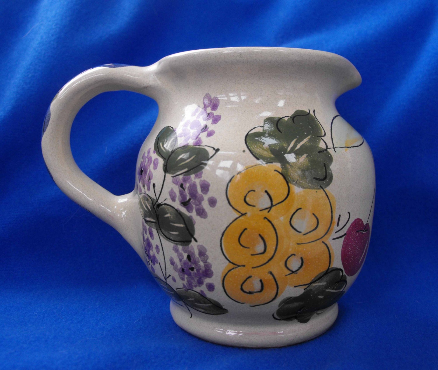 Vintage Pitcher, Ceramic, Hungary, Mesa Intl., Signed, Floral, ca 1990 NT-1270