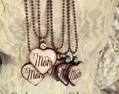 Soldered Heart Glass MOM pendant with OPAL RHINESTONE