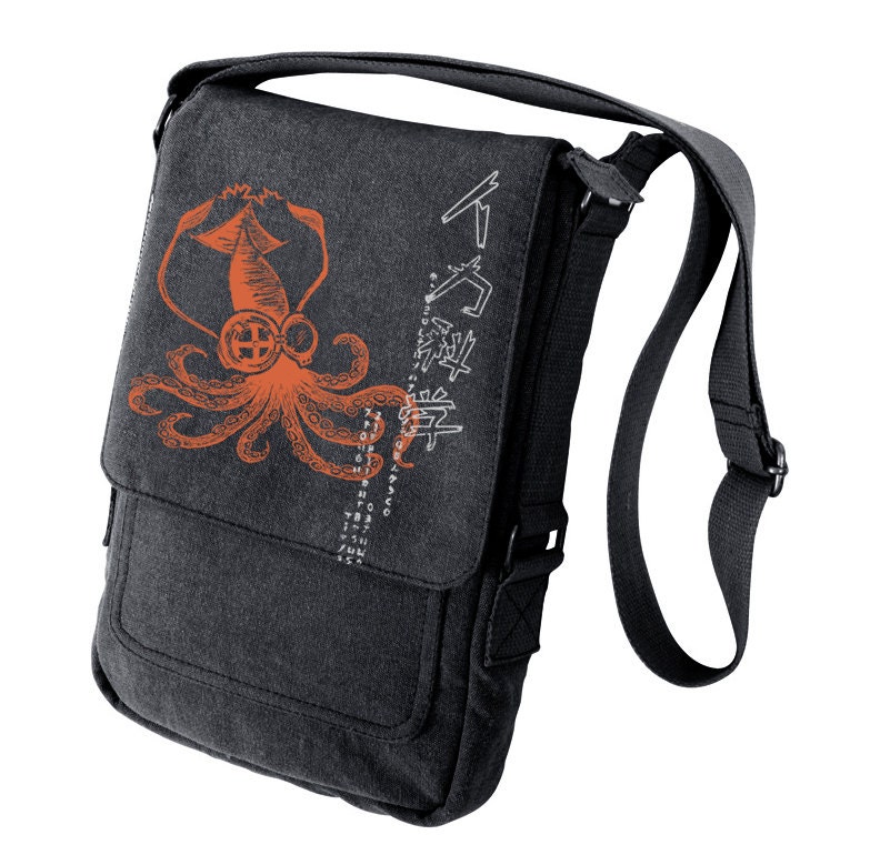Mad Science Squid  Military Style black iPad Bag