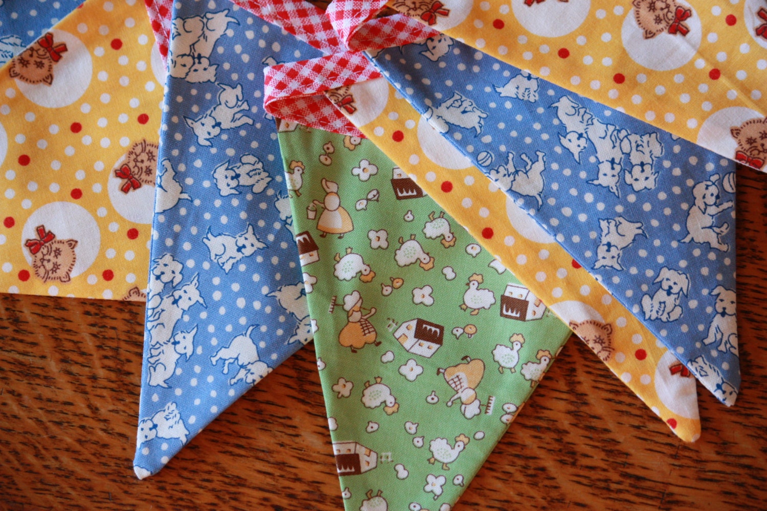 1930's Vintage Reproduction Fabric Bunting, Ready To Ship as Shown Photography Prop,  Fabric Flag Bunting, Shabby Chic.  Also For Showers.