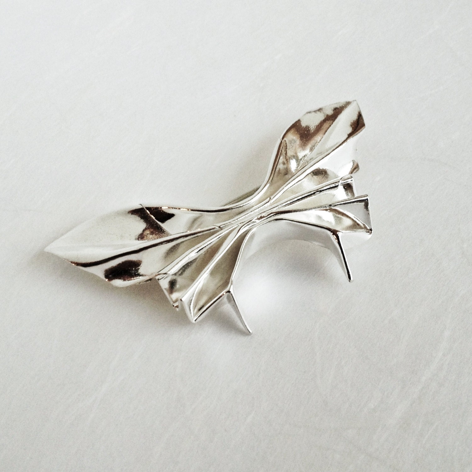 Silver Origami Butterfly Brooch "Brilliante", number four in Concerto Series, OOAK