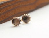 20% off sale Mocha brown gemstone stud earrings, smoky quartz stud earrings, sterling silver earrings, post earrings