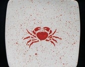 Plate. Salad. Red Crab Dinner Plate. Salad Plate. Dots. Handmade by Sara Hunter Designs