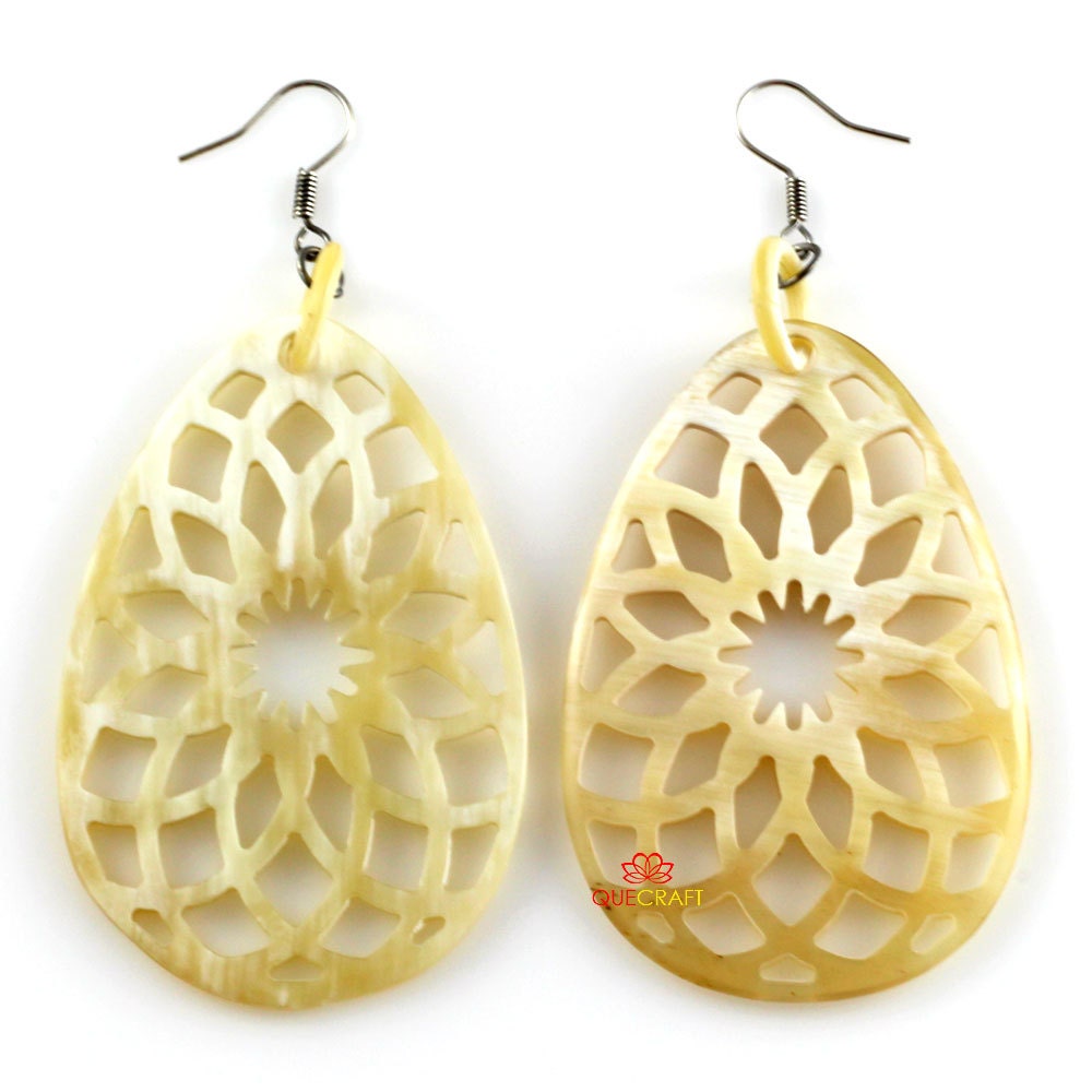Organic Horn Earrings 1 Pair Handmade