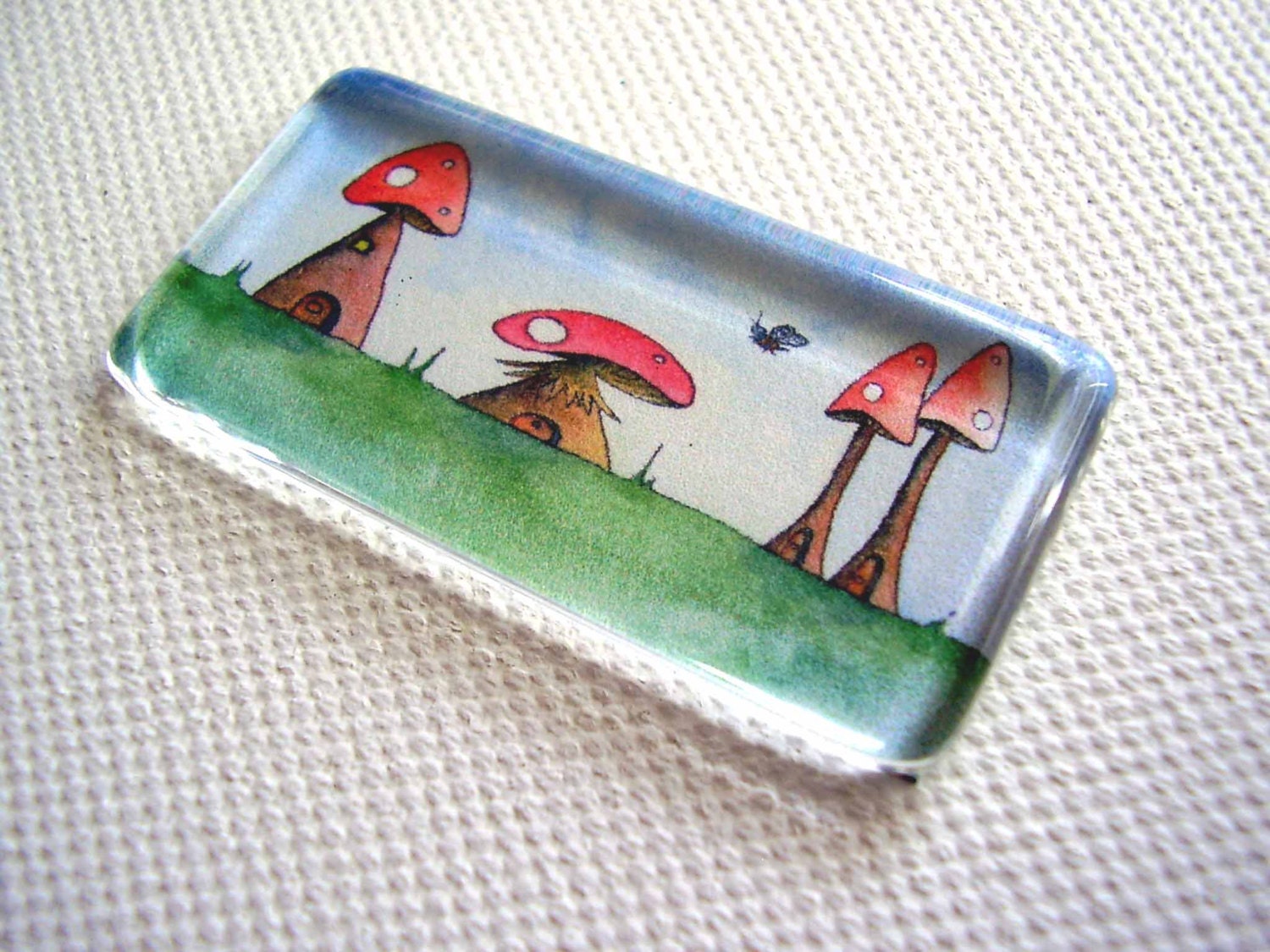 Mushroom Alley Glass Fridge or Kitchen Magnet