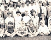 vintage photo Children at School 1930s Teacher Flag