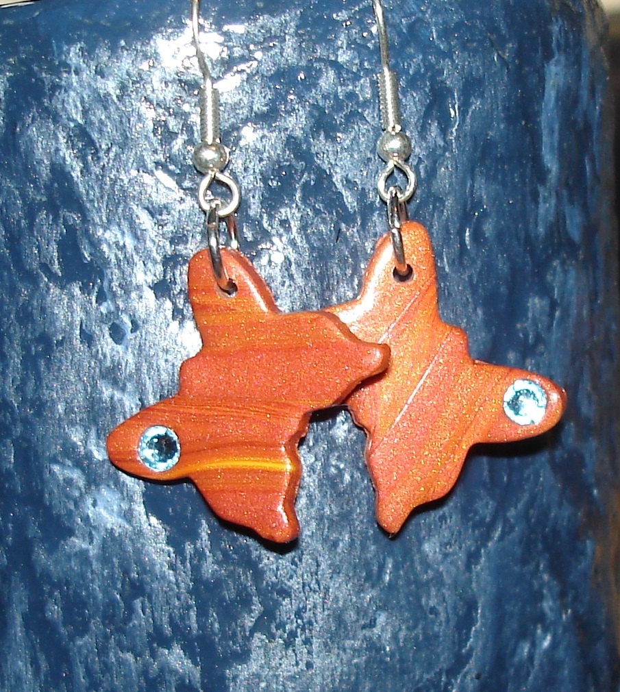 Butterfly earrings polymer clay with crystal