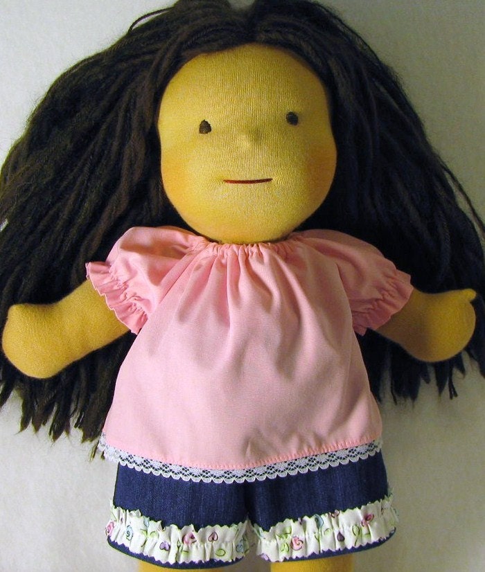 14, 15, 16 inch Waldorf doll peasant top in pink