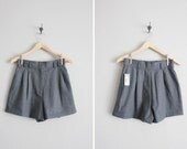 gray wool shorts / pleated shorts / high waist shorts