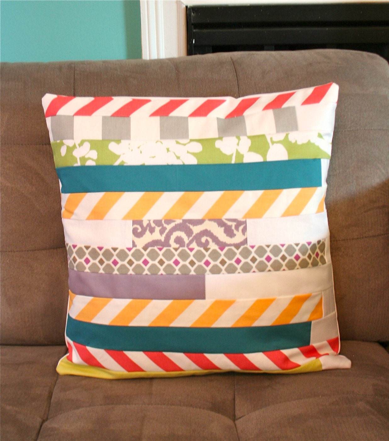 Quilt Pillow Cover in Purple and Pink