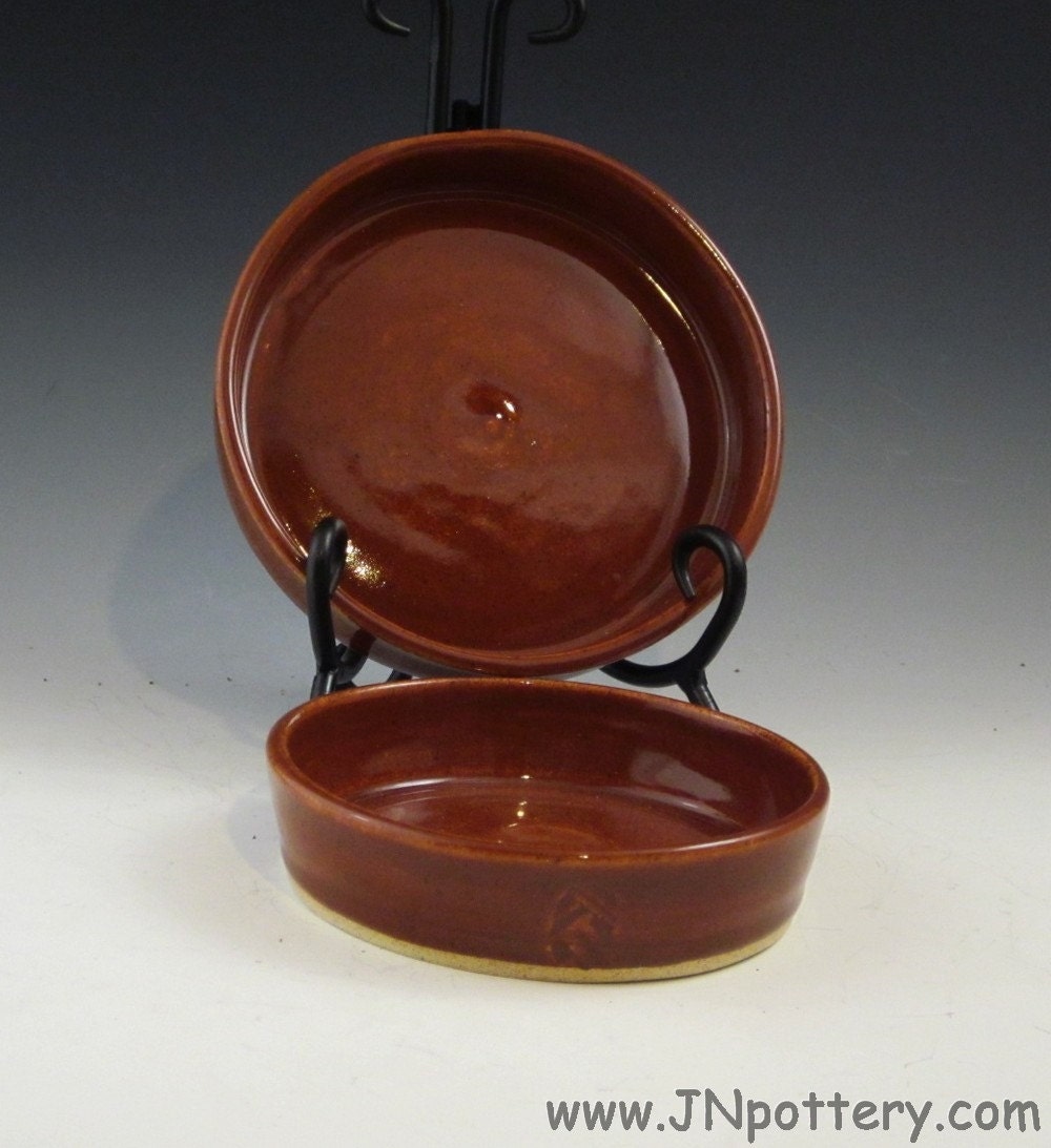 Ceramic Tapas Dishes, Shallow Stoneware Bakers, Spanish Style Appetizer Servers, Toasty Siena Brown  s216