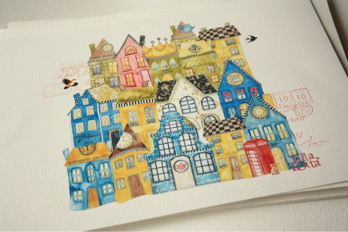 NEW Lilla Village Print