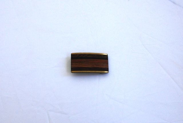 Botany lesson inlaid wood vintage belt buckle brass