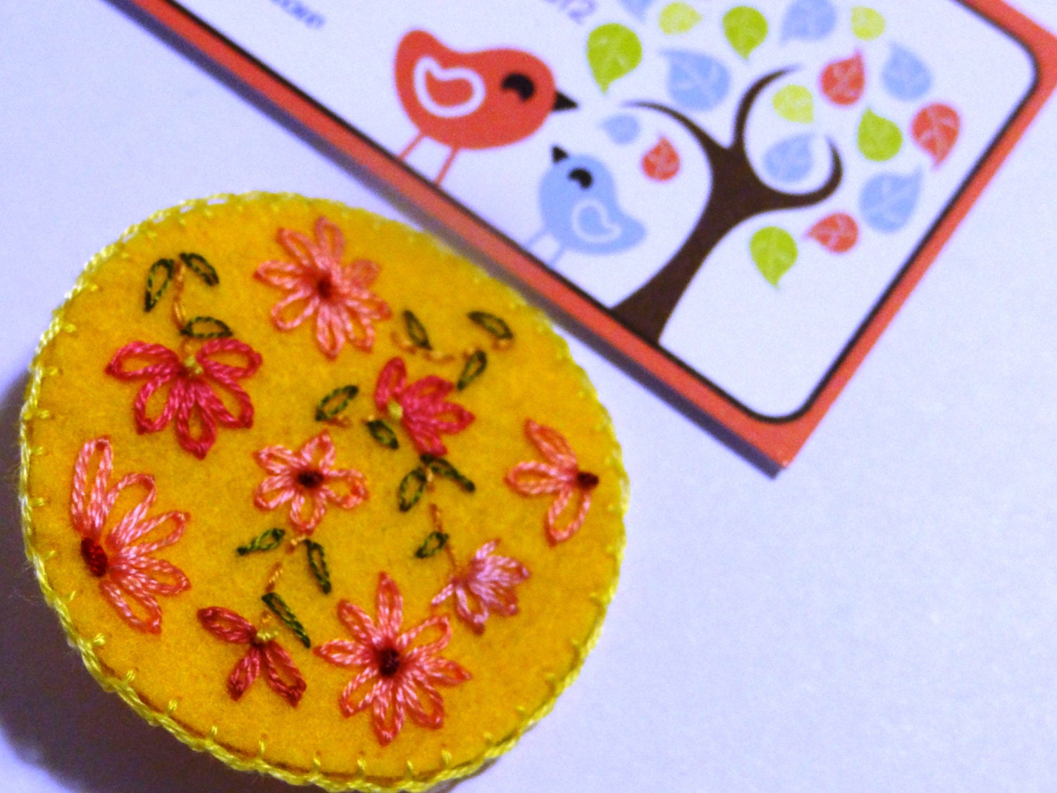 Hand Embroidered Holland Wool Felt Hair Clip