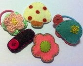 Sale Discontinued Items - Neskat's Wool Felt Hair Clips and pony holder
