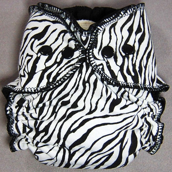 Cloth Diaper Small (Big Newborn) Wind Pro Fleece AI2 All in Two - by Little Boppers - Zanzibar Zebra