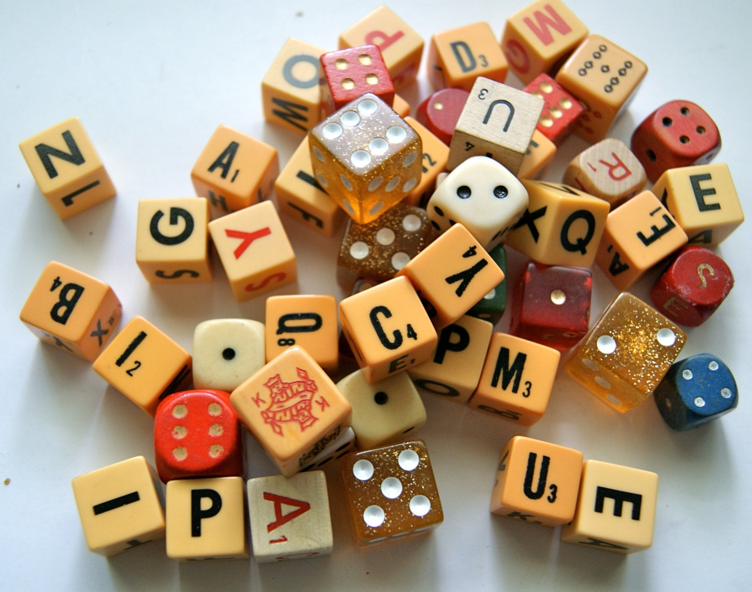 50 Assorted Dice for Your Assemblage, Jewelry, Art