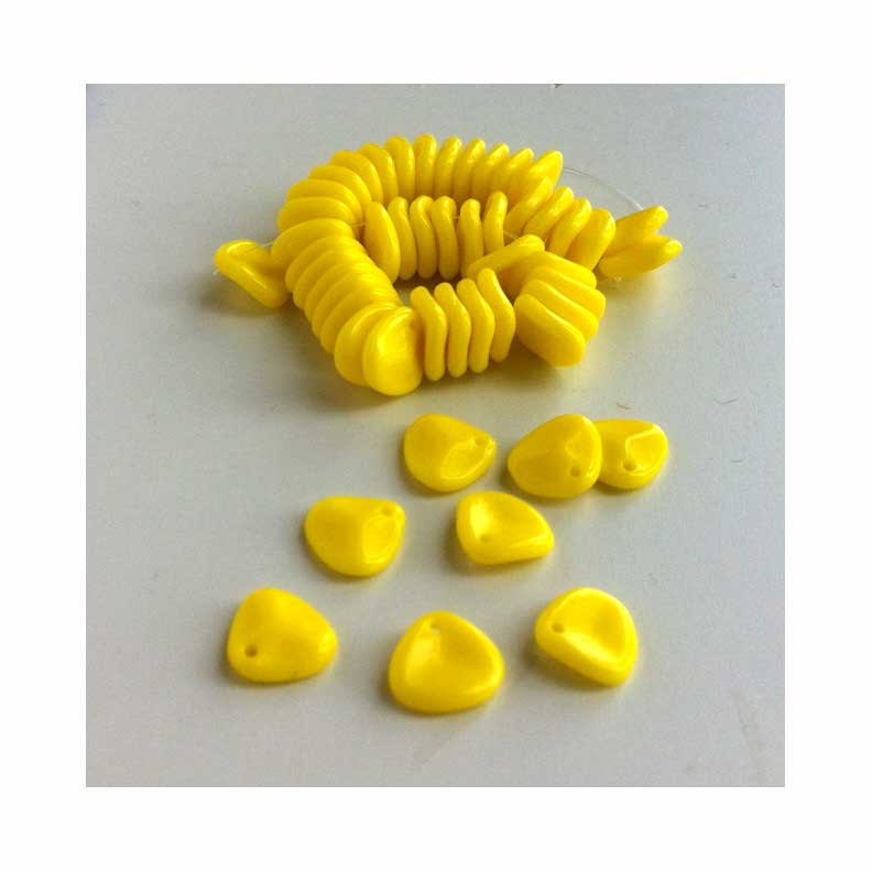 Mini Rose Petal Drops Flower Beads Czech Sunshine Yellow Opaque Glass