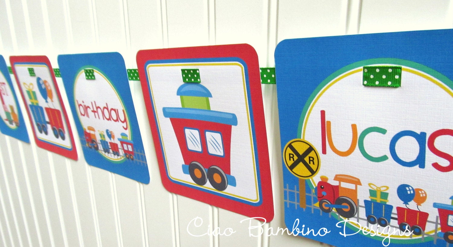 NEW - Choo Choo Train - Happy Birthday Banner