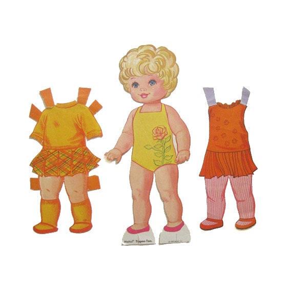 Vintage 1960s Paper Doll - Tippee Toes - Whitman Mattel - with 17 outfits 11.75"