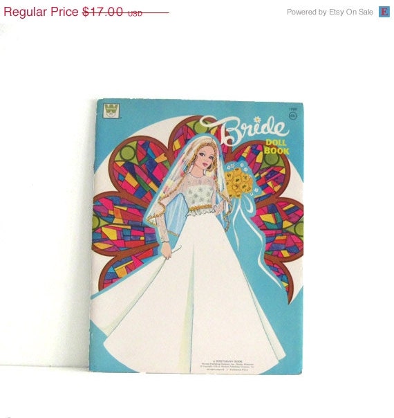 ON SALE Vintage Paper Bride Doll Book 1970s Rare Uncut Whitman Wedding Paper Dolls