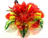 Upcycled Yellow and Red Fantasy Flower HAIR CLIP made of Plastic Water Bottles One of a Kind