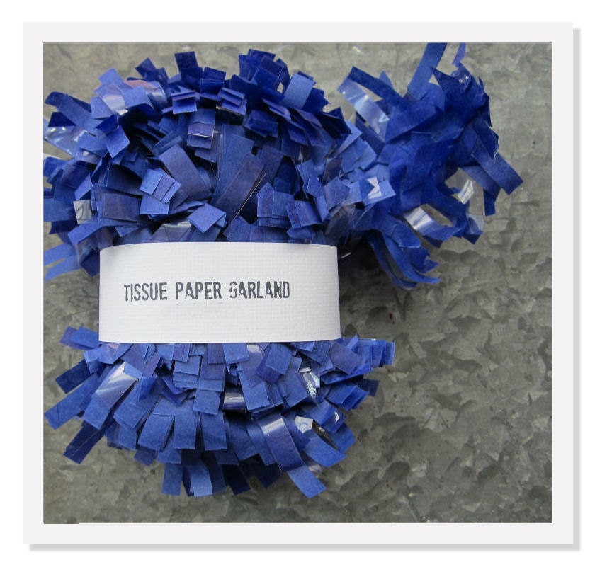 Blue Tissue Paper Garland-Festooning Garland-25 feet Paper Fringe